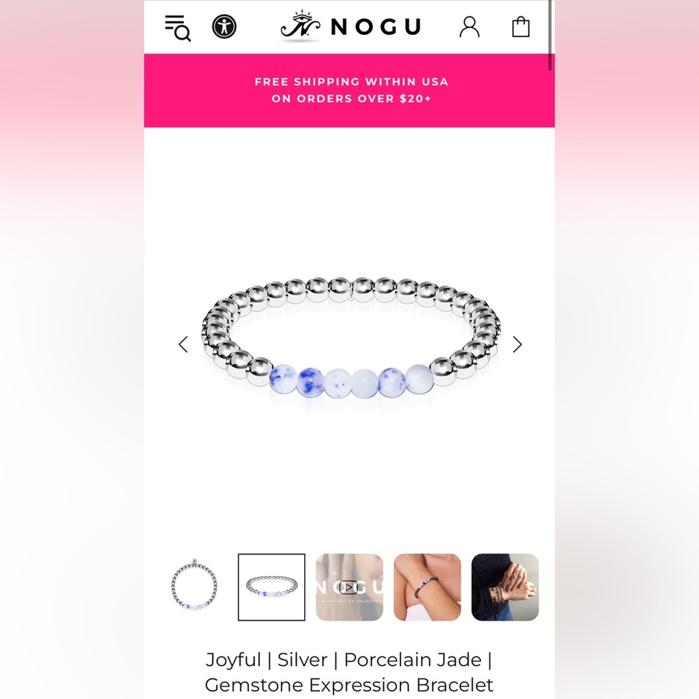 Nogu Joyful | Silver | Porcelain Jade | Gemstone Expression Bracelet